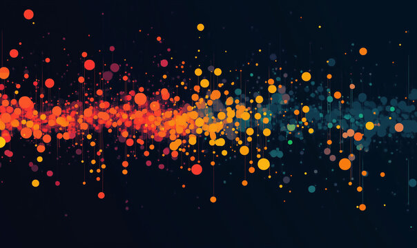 Vibrant colorful scatter plot with upward moving data points, capturing dynamic analytical trends and insights