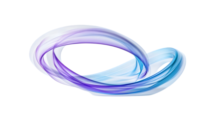 dynamic blue and purple rings floating in a futuristic 3D design, offering a bold visual on a crisp white backdrop.