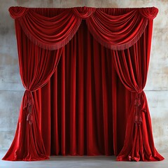 Red velvet curtains, stage backdrop, interior design