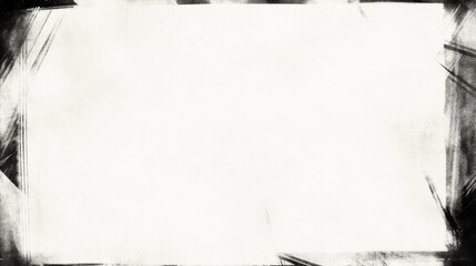 Abstract Black Ink Strokes Framing White Background.