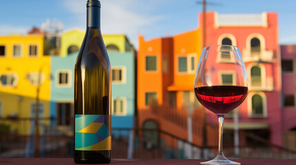 Malbec Wine Served at Golden Hour with Vibrant Buenos Aires Scenery