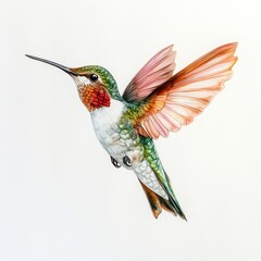 Obraz premium Hummingbird illustration flight colors.