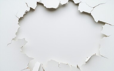 Detailed perspective of a hole in a wall showcasing exposed materials and architectural features in a modern setting