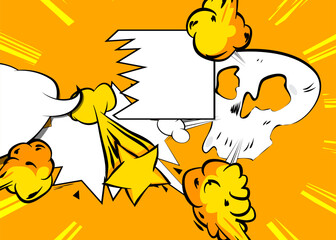 Cartoon white and yellow background, comic book backdrop. Retro vector comics pop art design.