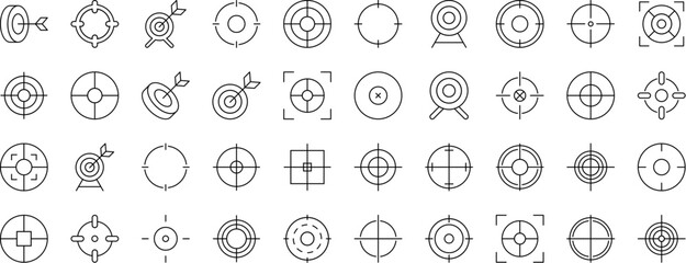Line Signs of Target for Adverts. Suitable for books, stores, shops. Editable stroke in minimalistic outline style. Symbol for design