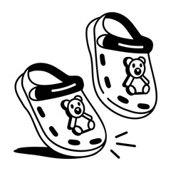 Bear clogs icon in doodle style 