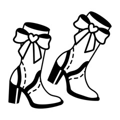 A hand drawn icon of heel boots 

