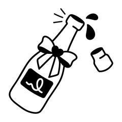 Wine bottle icon in doodle style 

