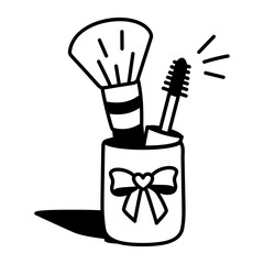 A doodle style icon of brush holder 
