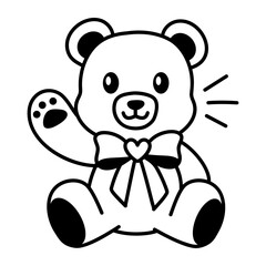 A hand drawn icon of cute teddy bear 

