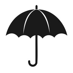 Simple Black Silhouette of an Open Umbrella