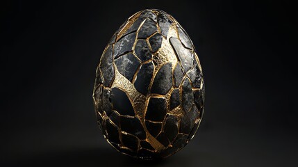 Obraz premium Elegant Golden Cracks On A Dark, Stone-Like Egg Create A Luxurious And Intriguing Easter Theme.