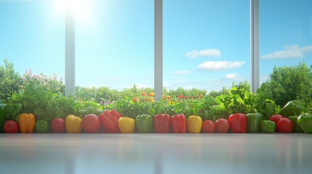 Bright Green Garden Full Of Fresh Colorful Vegetables Scientifically Positioned On A Modern Floor For Virtual Meetings Industry