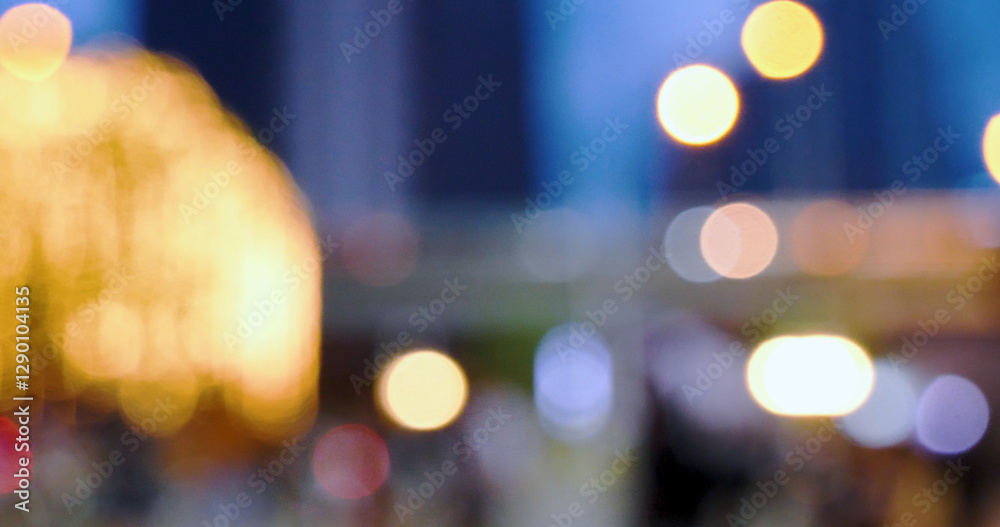 Wall mural colorful backdrop display with twinkling nightlife shape blinking light. bokeh abstract blurred back