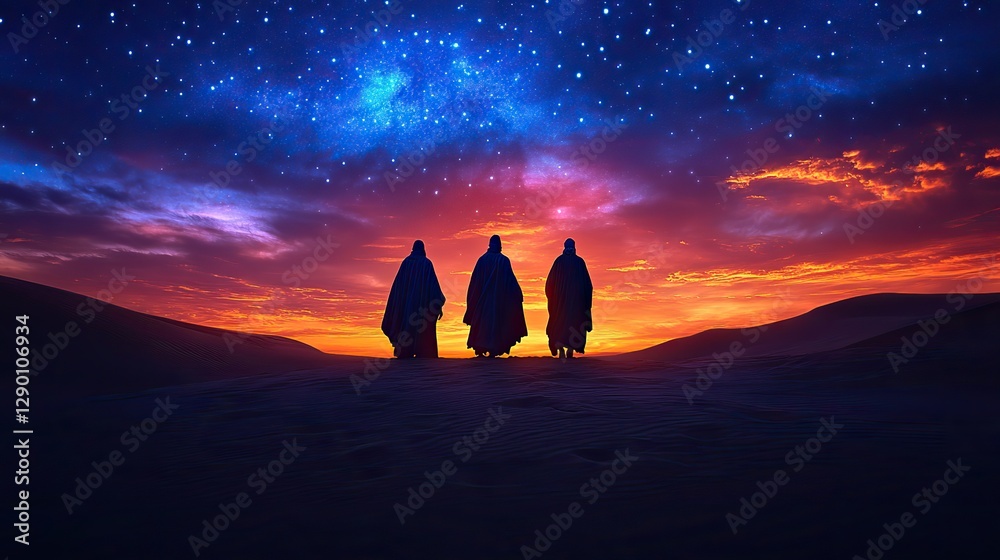 Aufkleber scene of the three wise men in the desert