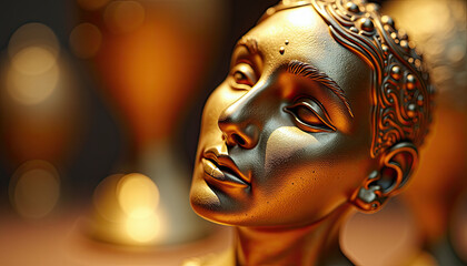 Golden female statue, great for beuaty contest.