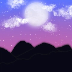 night sky with stars and mountain 