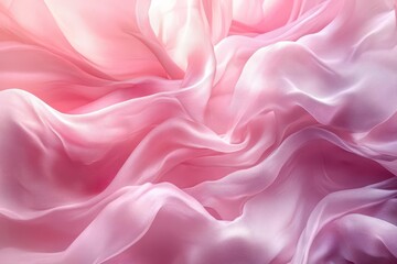 Fototapeta premium ethereal pink waves rippling like silk fabric, soft gradients creating delicate abstract forms, gentle curves flowing with dreamy luminosity
