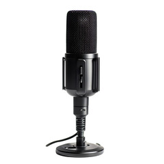 High-Quality Compact Microphone with Noise Cancellation Isolated on Transparent Background