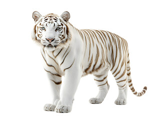 Majestic White Tiger Facing Forward Against Transparent Background