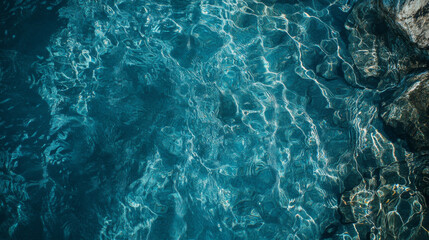 Obraz premium Clear blue water with ripples and rocks creates serene atmosphere