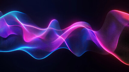 Obraz premium Colorful glowing neon wavy lines create vibrant abstract background