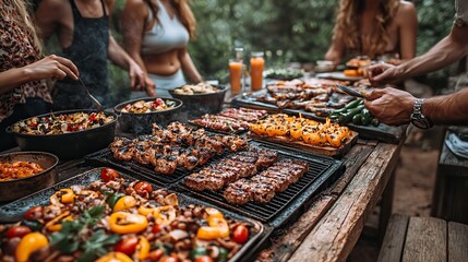 summer backyard barbecue with friends