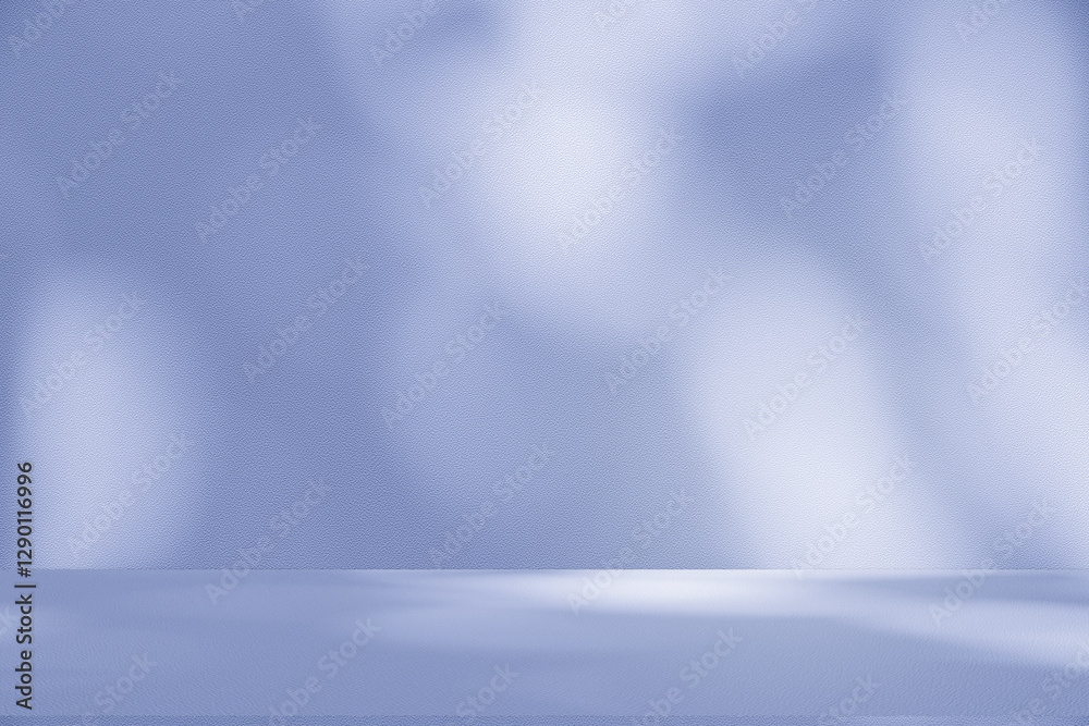Poster Wall interior background, studio and backdrops show products. with soft light shadow from window color blue and white. background for text insertion and presentation of product	