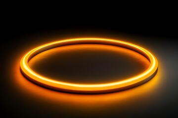 Glowing Amber LED Neon Ring on Dark Surface
