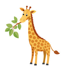Obraz premium Cute Giraffe with Long Neck Eating Leaves