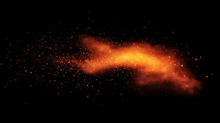 Fiery orange particles and sparks create stunning visual effect against black background