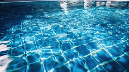 Obraz premium Clear Blue Water Surface with Sunlight Reflections in Swimming Pool