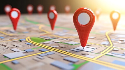 Colorful Map with Location Pins Highlighting Various City Spots