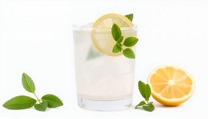 Fototapeta premium Refreshing Lemon-Mint Iced Beverage in Glass