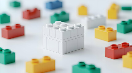 Obraz premium White Toy Block Structure Among Colorful Blocks
