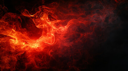 Fototapeta premium Fiery red smoke swirls against dark background, creating intense atmosphere