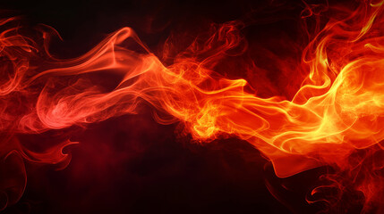 Fototapeta premium Fiery red smoke swirls gracefully against dark background, creating intense atmosphere
