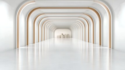Obraz premium Modern architectural hallway design contemporary art gallery digital space minimalist environment wide angle view