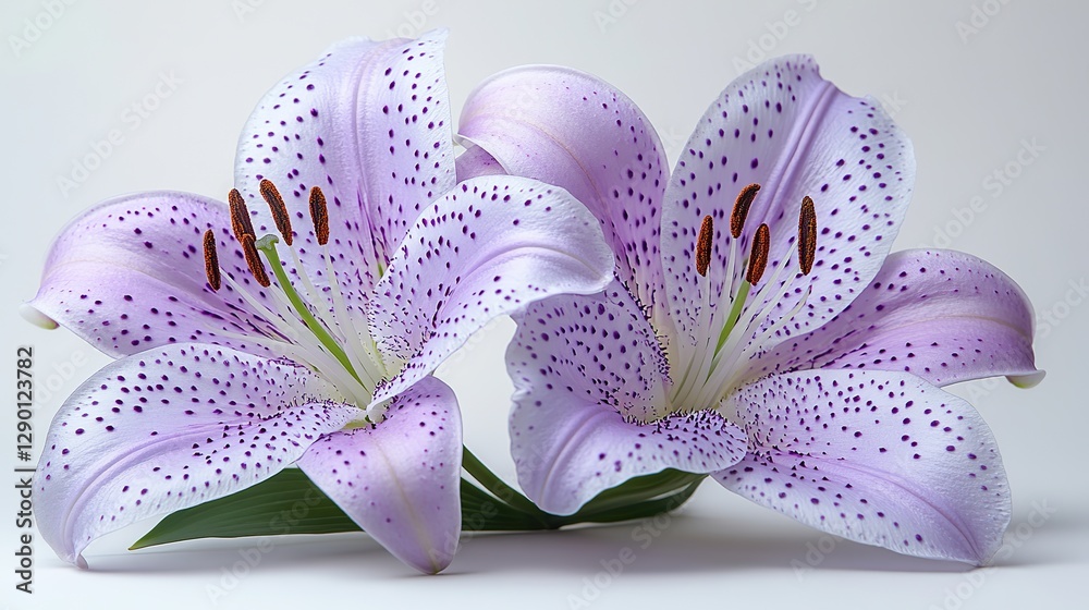 Poster violet lily with translucent petals isolated on white background