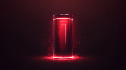Fototapeta na wymiar Futuristic red battery design with glowing effects and digital background