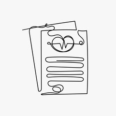 continuous line drawing medical document clipboard