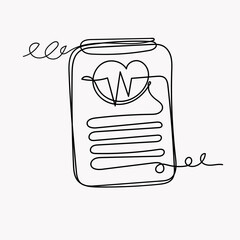 continuous line drawing medical document clipboard