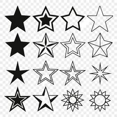 Obraz premium Nine Unique Star Illustrations: Hand-Drawn Star Vector Set