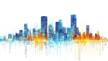 Futuristic city skyline digital design