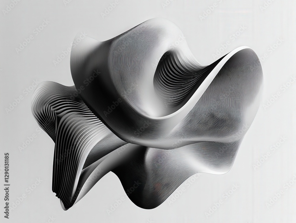 Poster abstract waves in monochrome patterns of flowing lines and curves