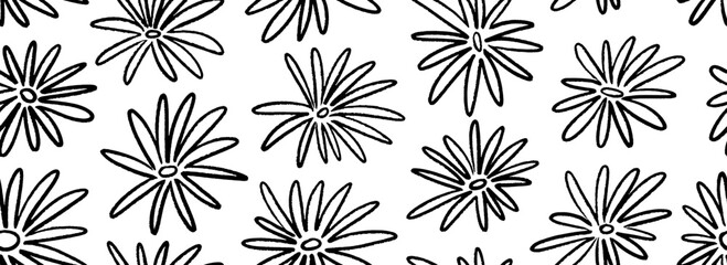 Seamless hand drawn floral pattern. Paint drawn flower motif background for fabric, cover, decor, textile print. Repeating botanical brush stroke ornament. Vector bloom and blossom wallpaper 