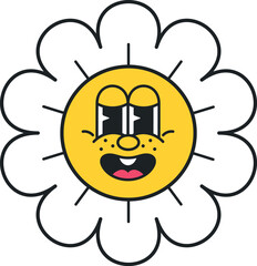 Groovy comic daisy funny face