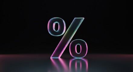 Neon Glass Percentage Symbol:  A Modern, Iridescent Design