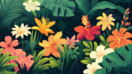 Vibrant Floral Background with Colorful Blooms