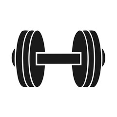 Simple Black and White Dumbbell Silhouette on white background